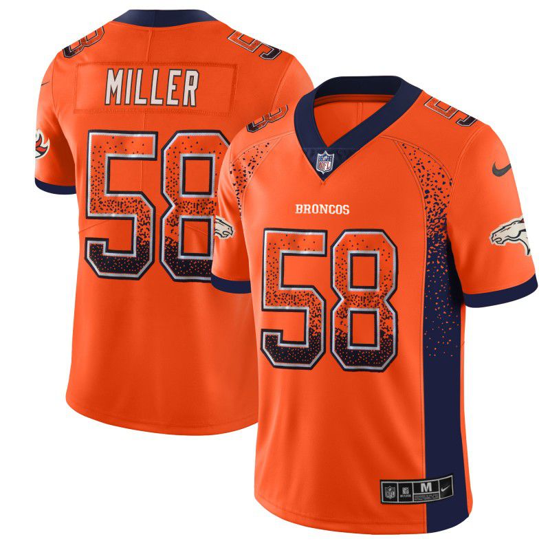 Men Denver Broncos 58 Miller Drift Fashion Orange Color Rush Limited NFL Jerseys